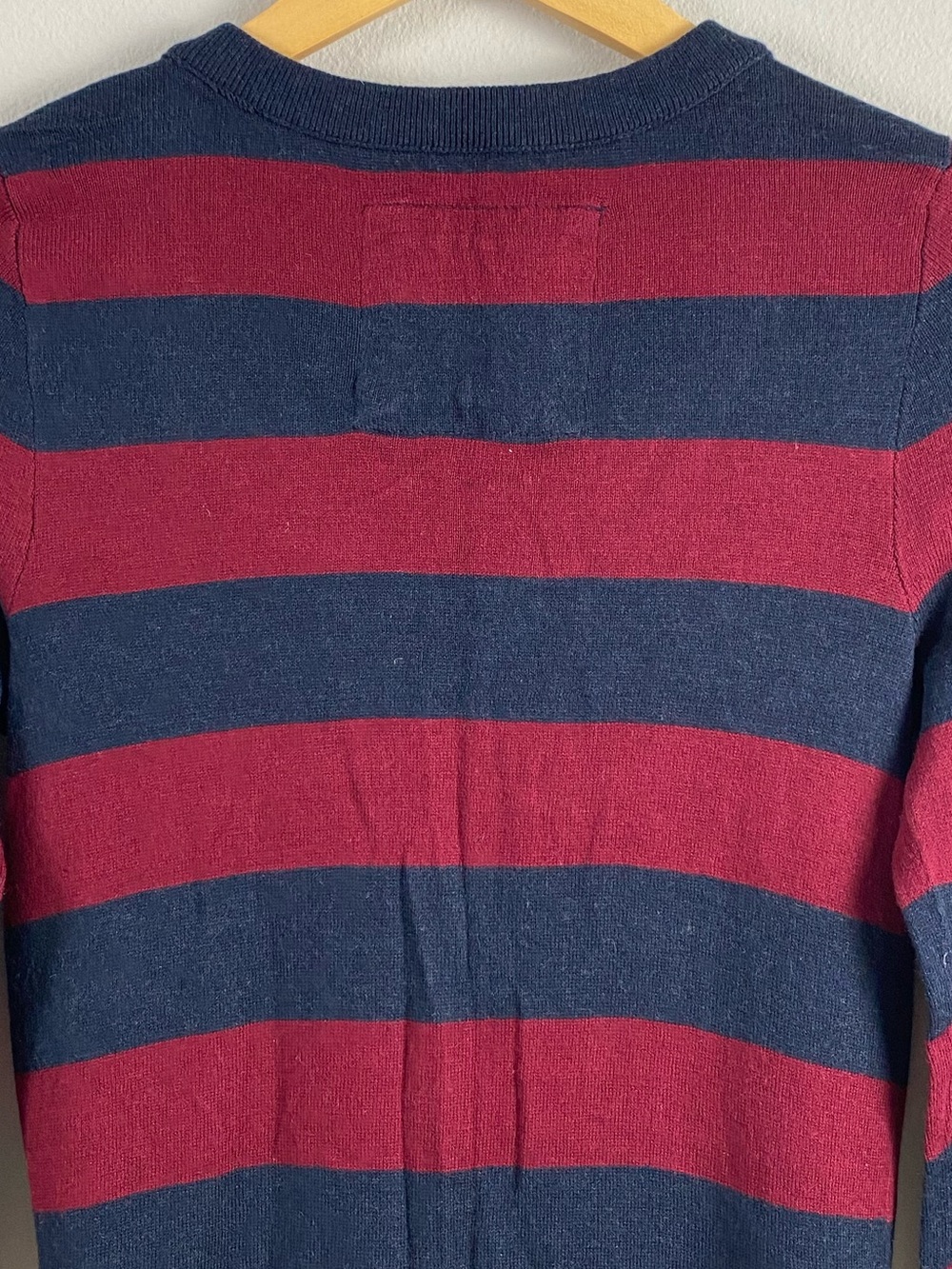 Abercrombie & Fitch Y2K Striped Bow Detail Long Sleeve Cardigan | Burgundy/Navy - Picture 5 of 16